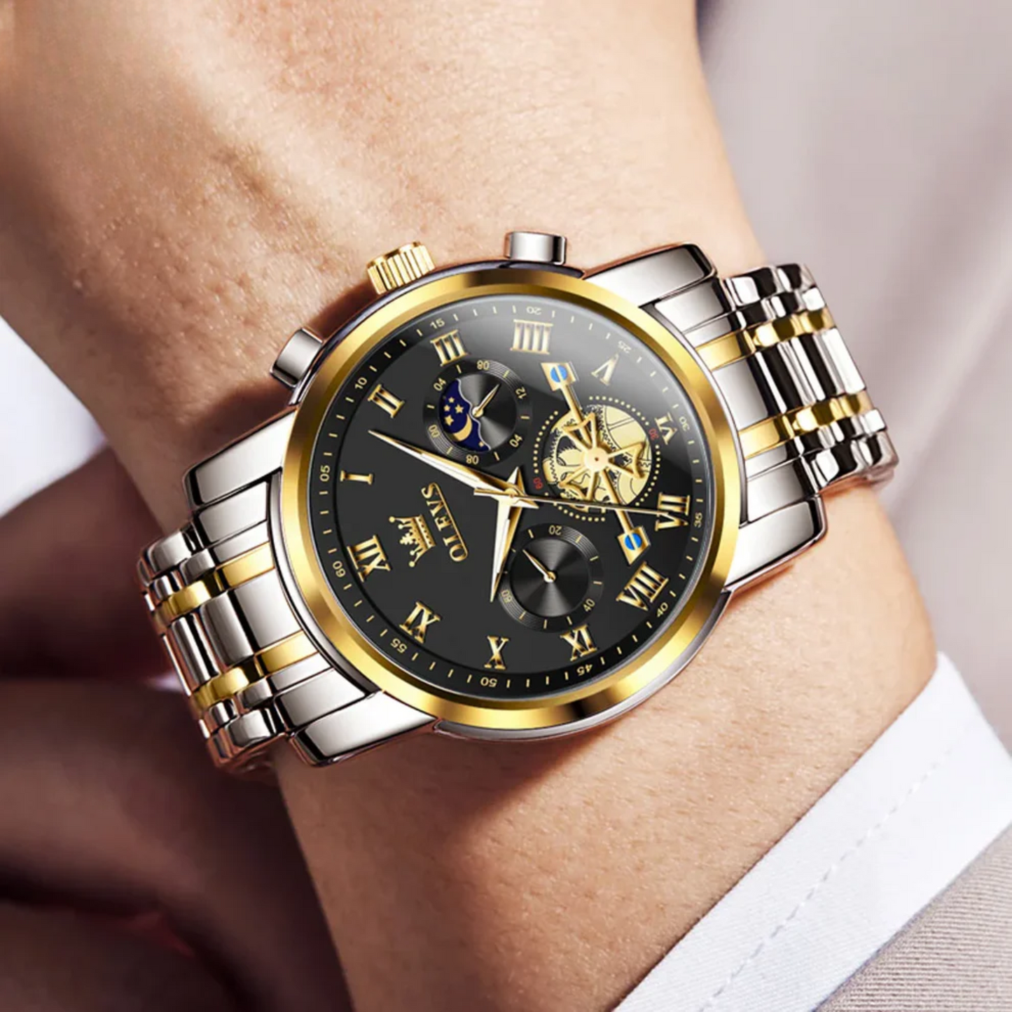 Luxury Men’s Skeleton Watch with Full Features