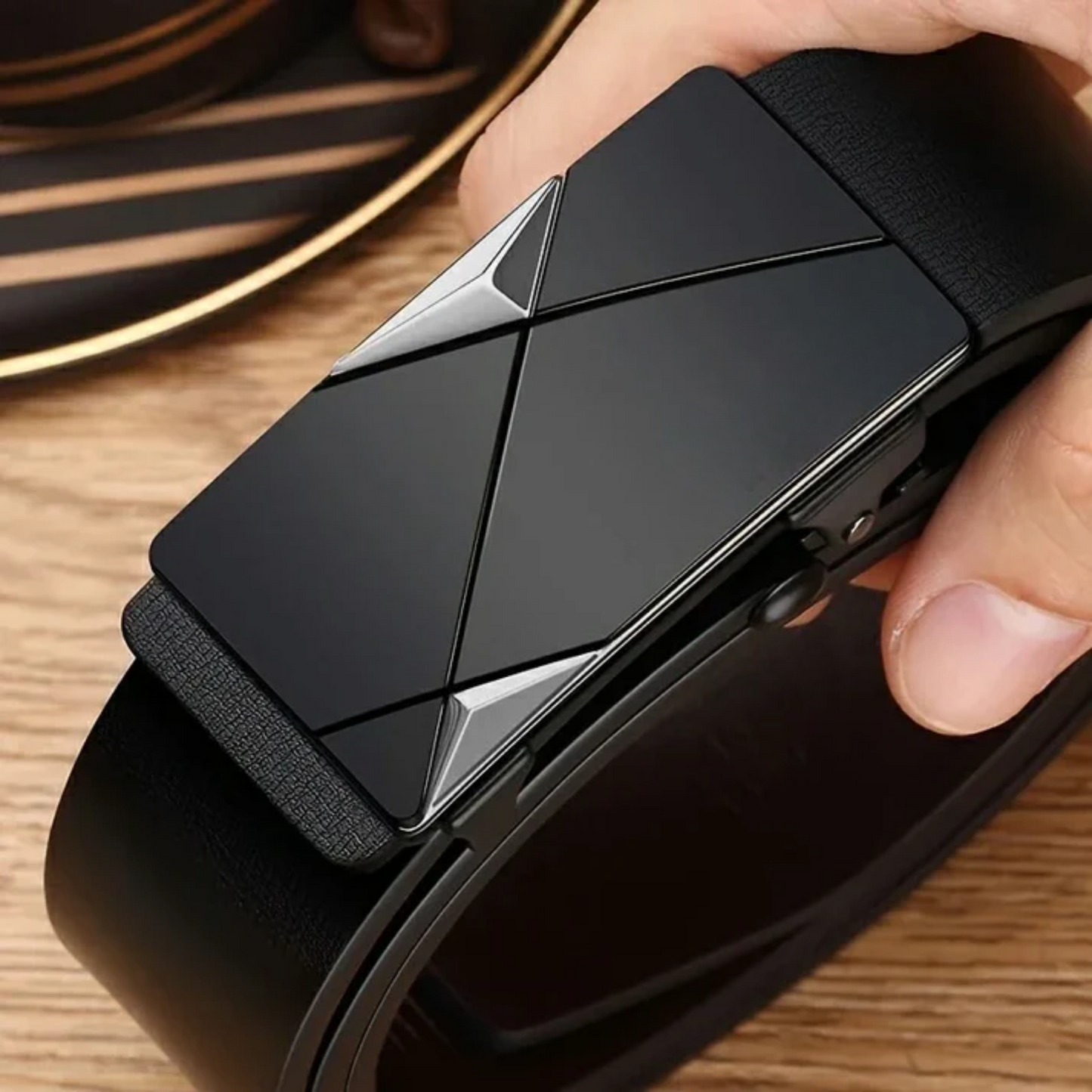 Stylish Men's Faux Leather Belt - Work and Business Belts with Automatic Buckle
