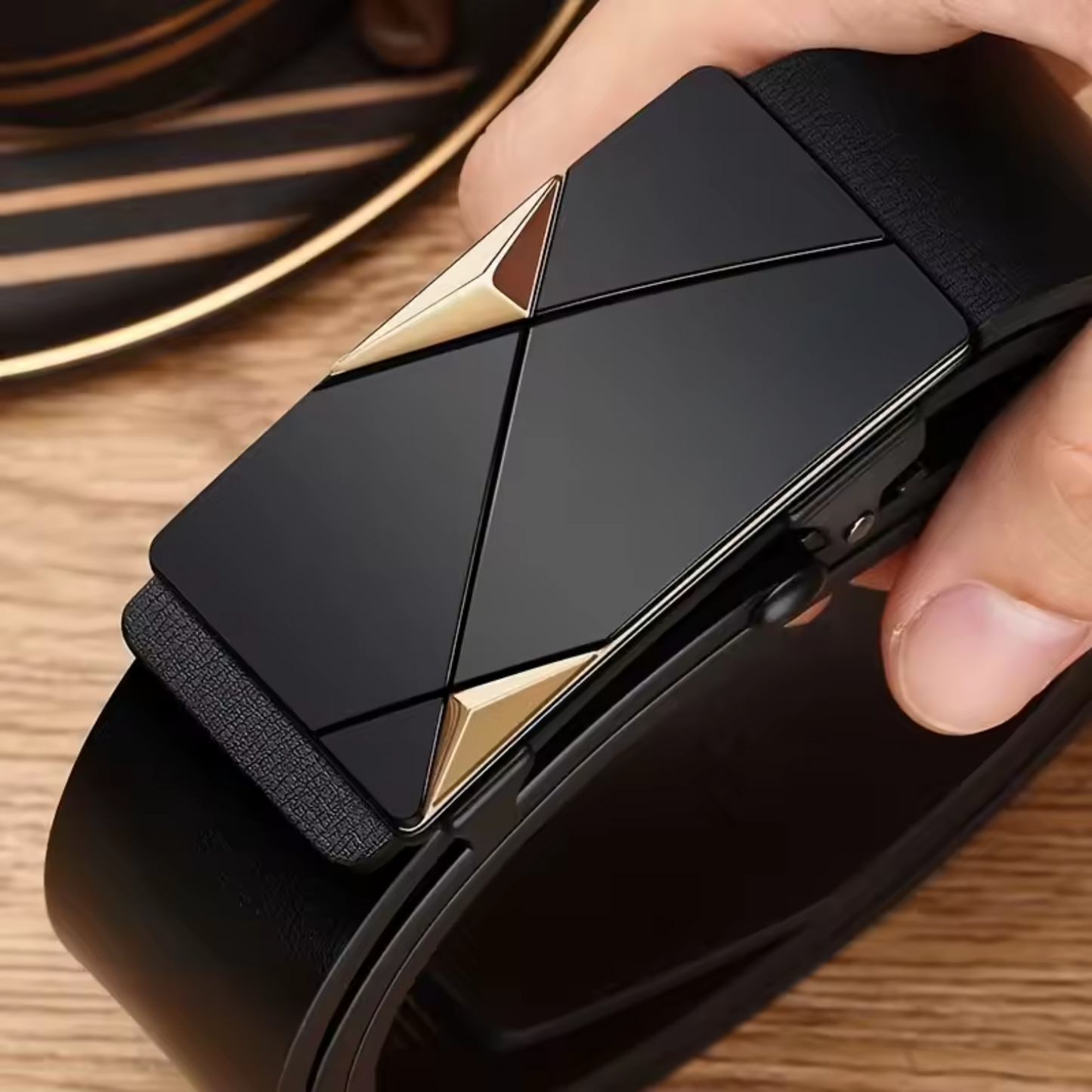 Stylish Men's Faux Leather Belt - Work and Business Belts with Automatic Buckle