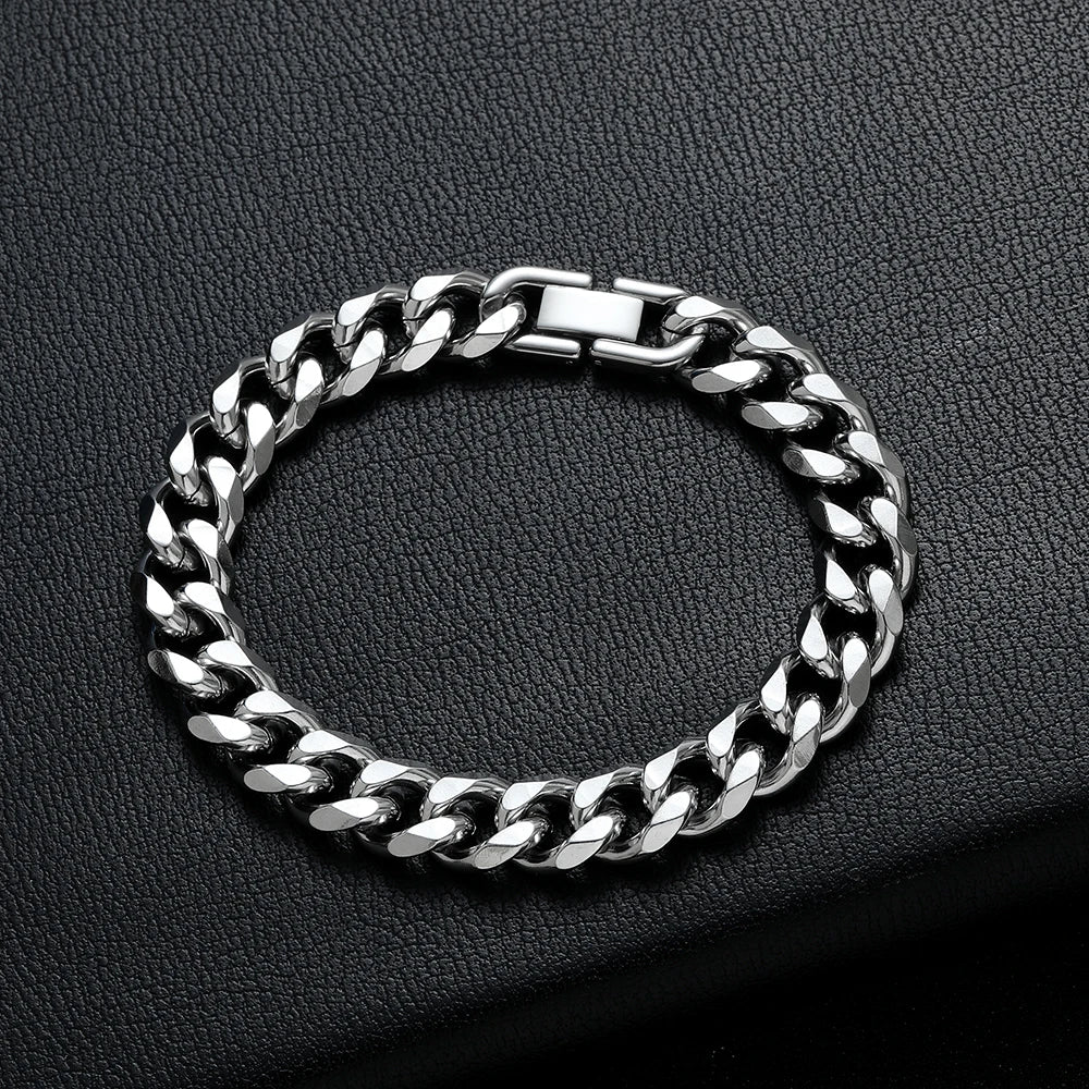Men’s Stainless Steel Cuban Link Bracelet – Gold, Black and Silver