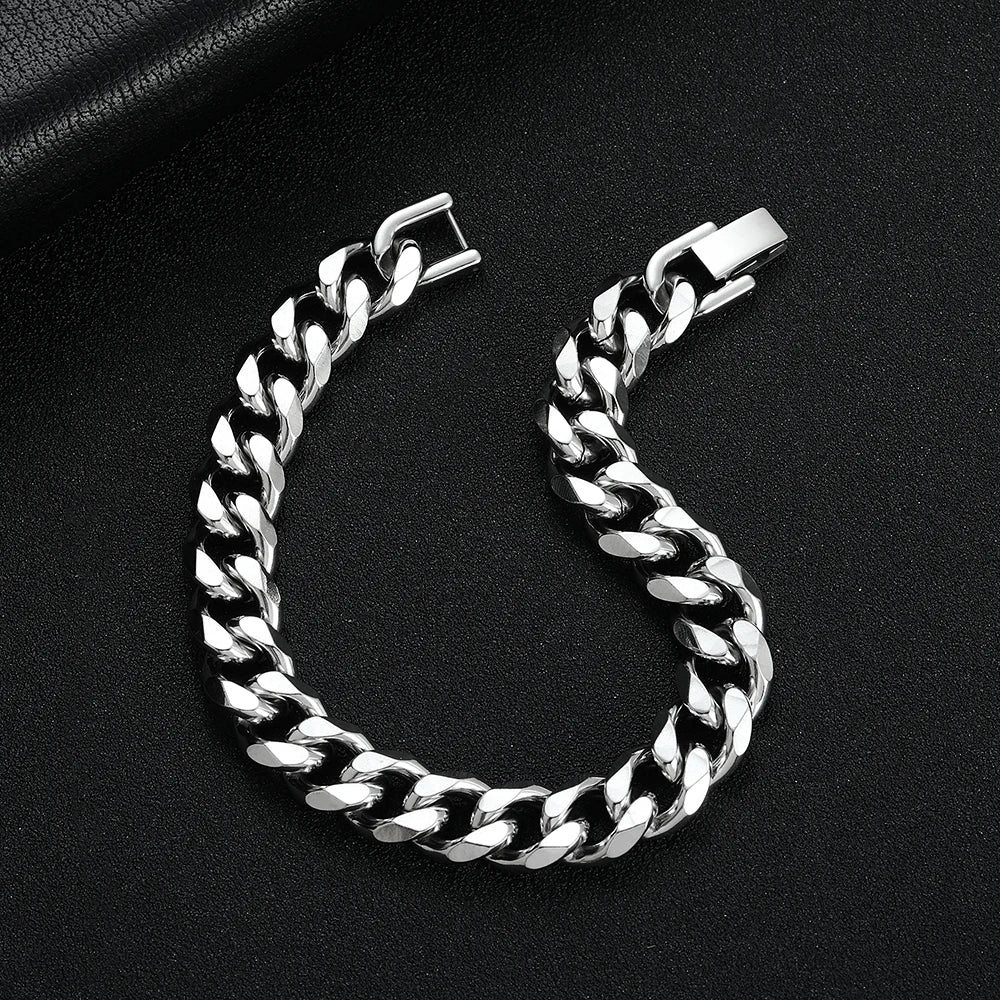Men’s Stainless Steel Cuban Link Bracelet – Gold, Black and Silver
