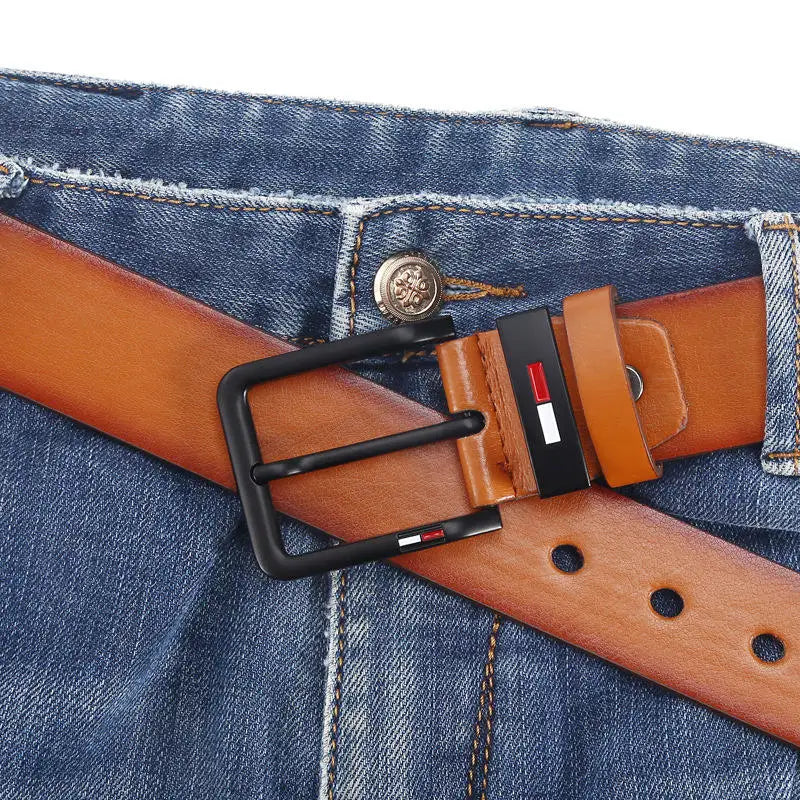 Men’s Genuine Leather Belt with Metal Buckle – Durable, Adjustable, and Stylish