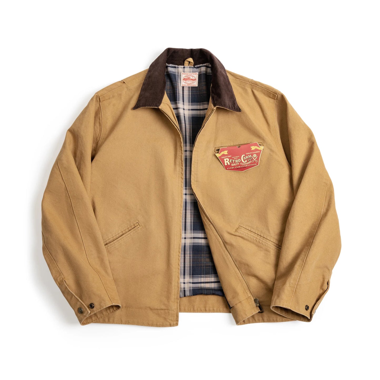 Men’s Workwear Style Jacket with Front Zipper and Utility Pockets