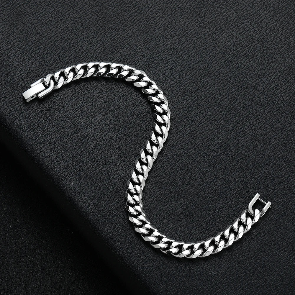 Men’s Stainless Steel Cuban Link Bracelet – Gold, Black and Silver