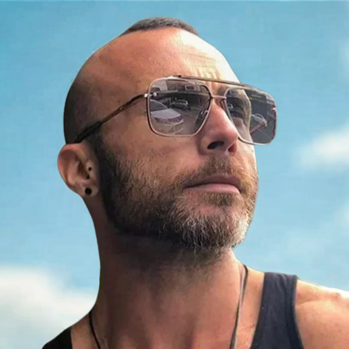 Aviator-Style Sunglasses with Geometric Lens Design – Modern Elegance UV400