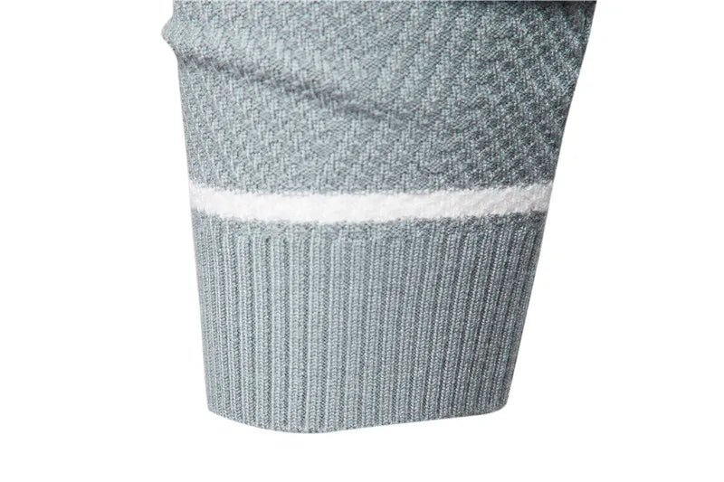 Men’s Slim Fit Knit Sweater – Warm Patchwork Pullover with Crew Neck & Long Sleeves
