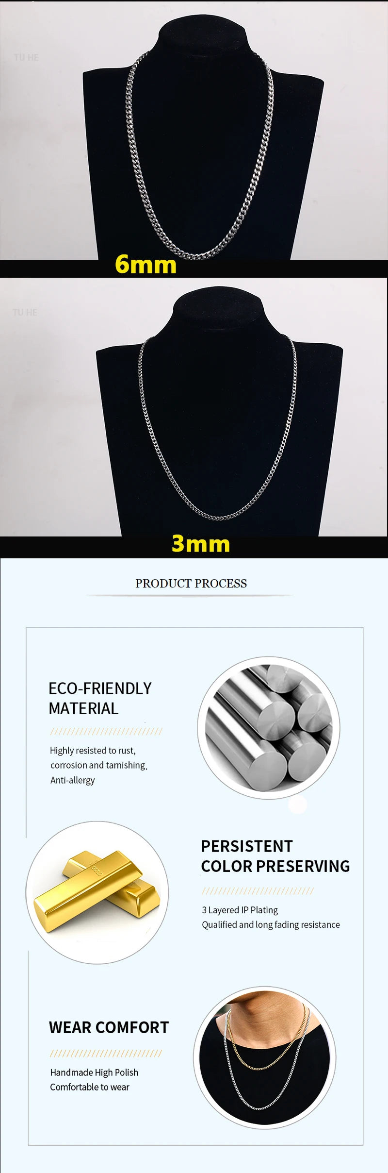 Men’s Stainless Steel Necklace – Cuban Link Style