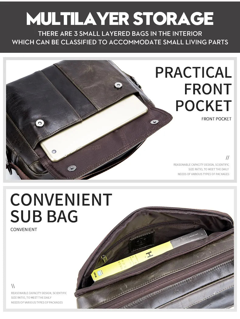 Men’s Leather Messenger Bag – Classic Style and High Durability