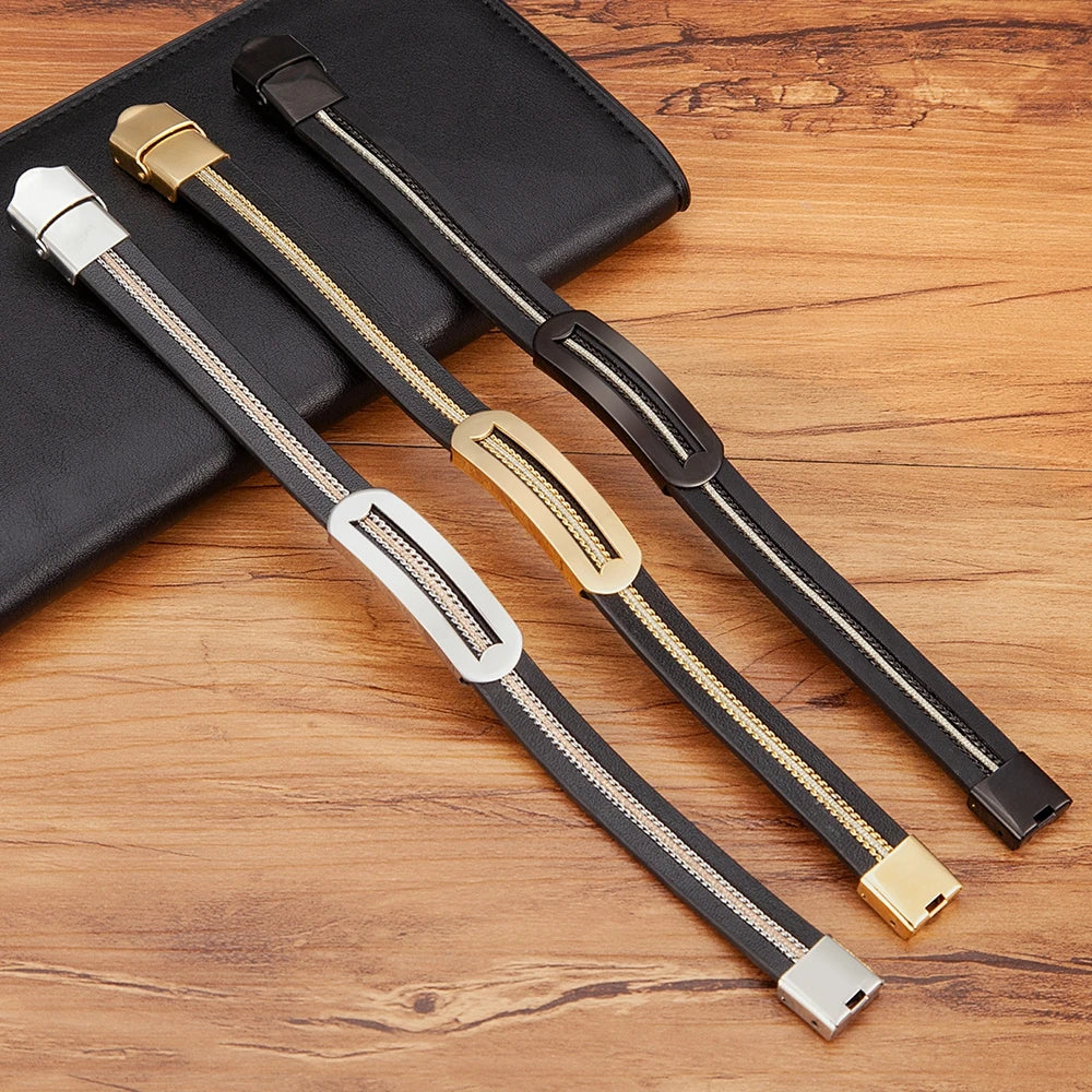 Men’s Minimalist Leather Bracelet – Subtle Elegance