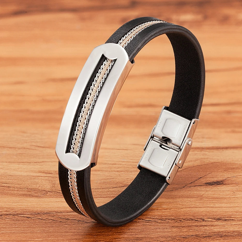 Men’s Minimalist Leather Bracelet – Subtle Elegance