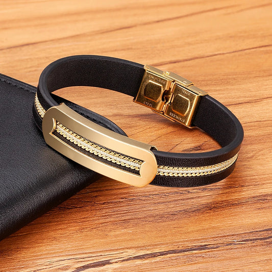 Men’s Minimalist Leather Bracelet – Subtle Elegance