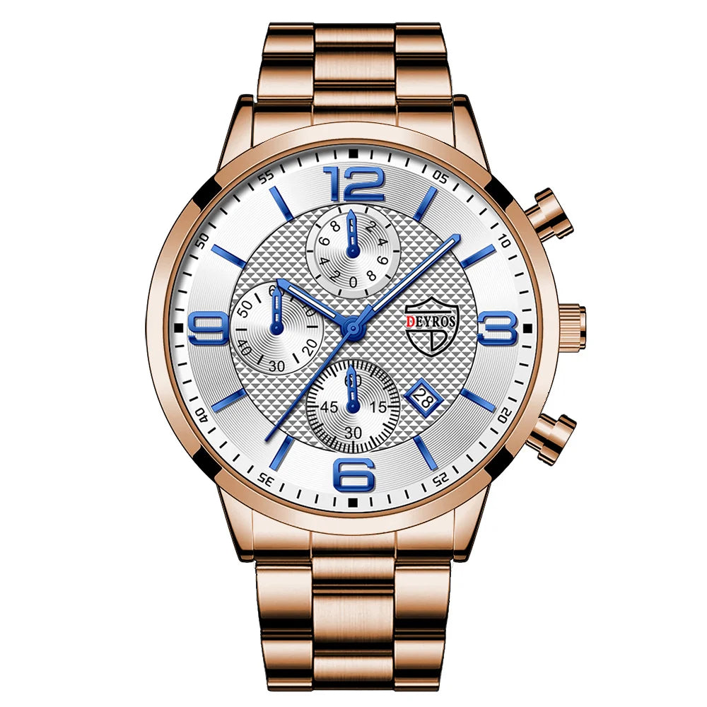 Luxury Men's Business Watch Stainless Steel Quartz Wristwatch