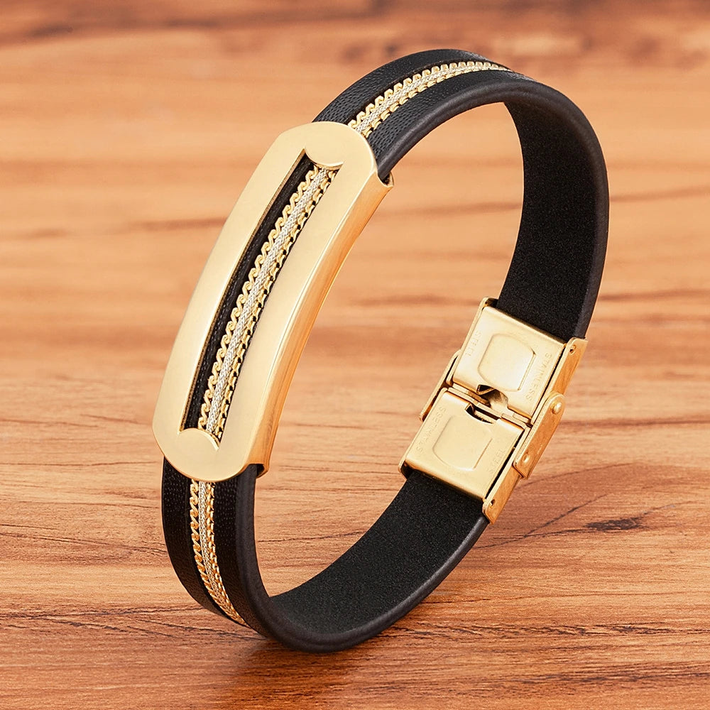 Men’s Minimalist Leather Bracelet – Subtle Elegance