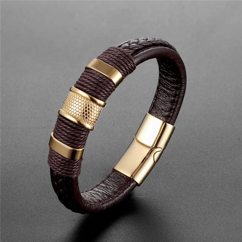 Men’s Premium Braided Leather Bracelet – Strength and Style