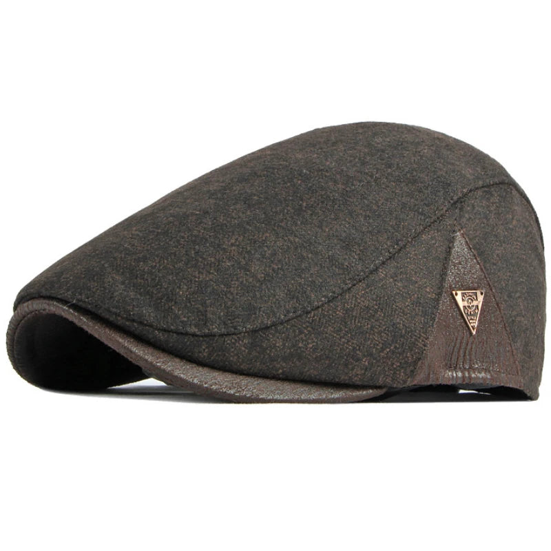 Men's Classic Beret with Leather Details