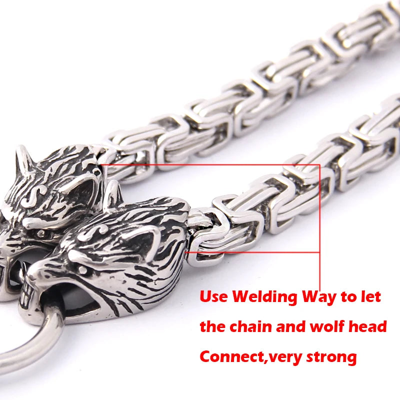 Men’s Viking Necklace – Thor’s Hammer with Wolves