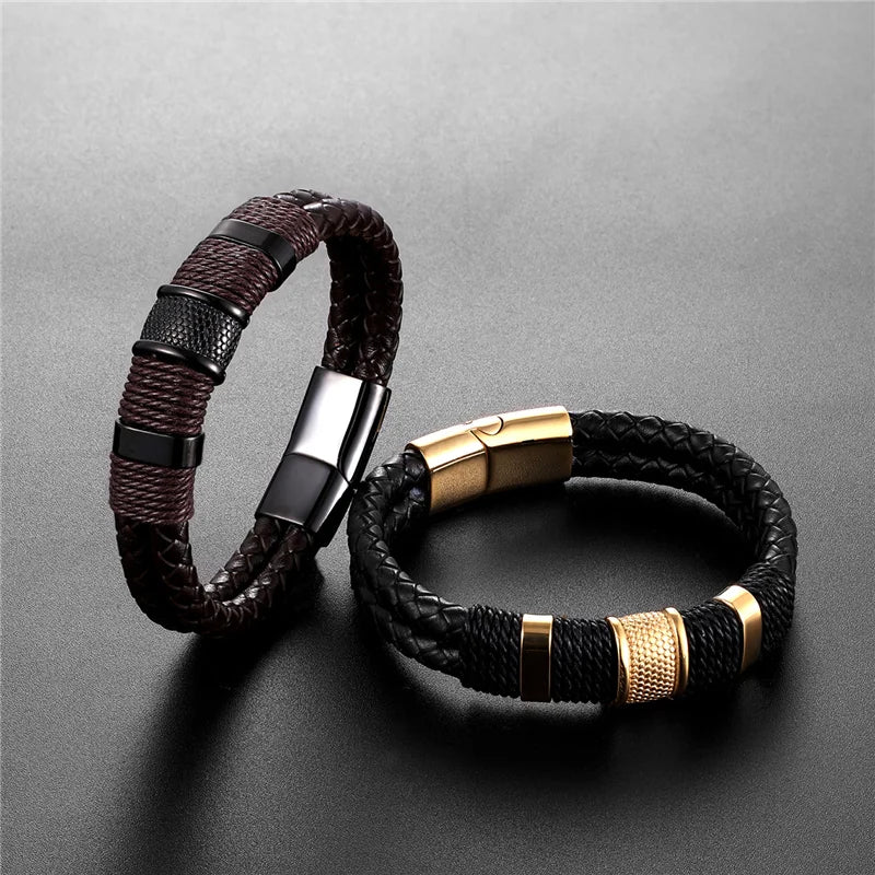 Men’s Premium Braided Leather Bracelet – Strength and Style