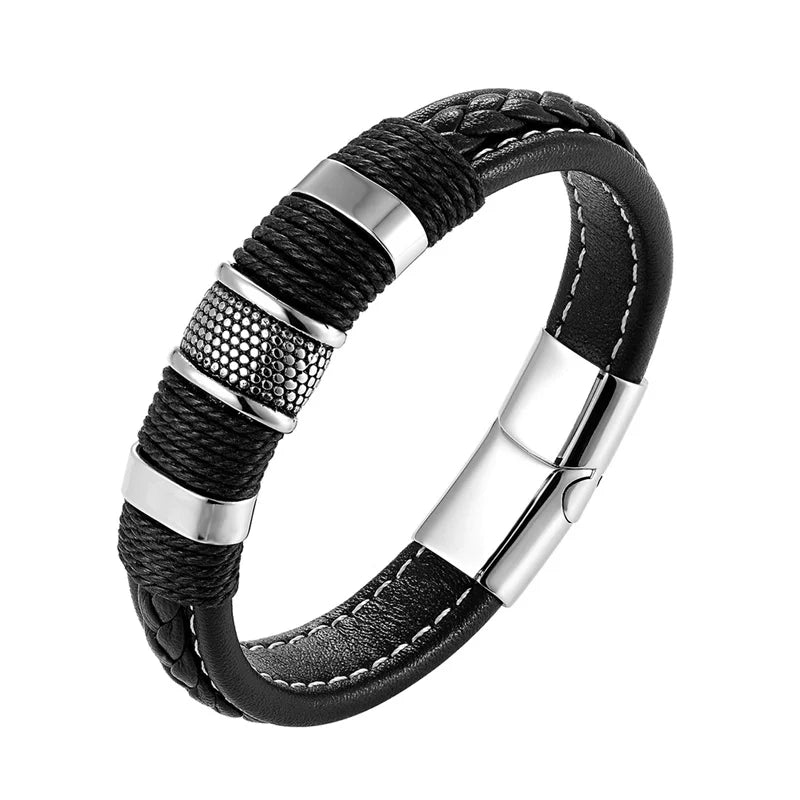 Men’s Premium Braided Leather Bracelet – Strength and Style