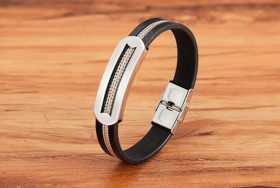Men’s Minimalist Leather Bracelet – Subtle Elegance