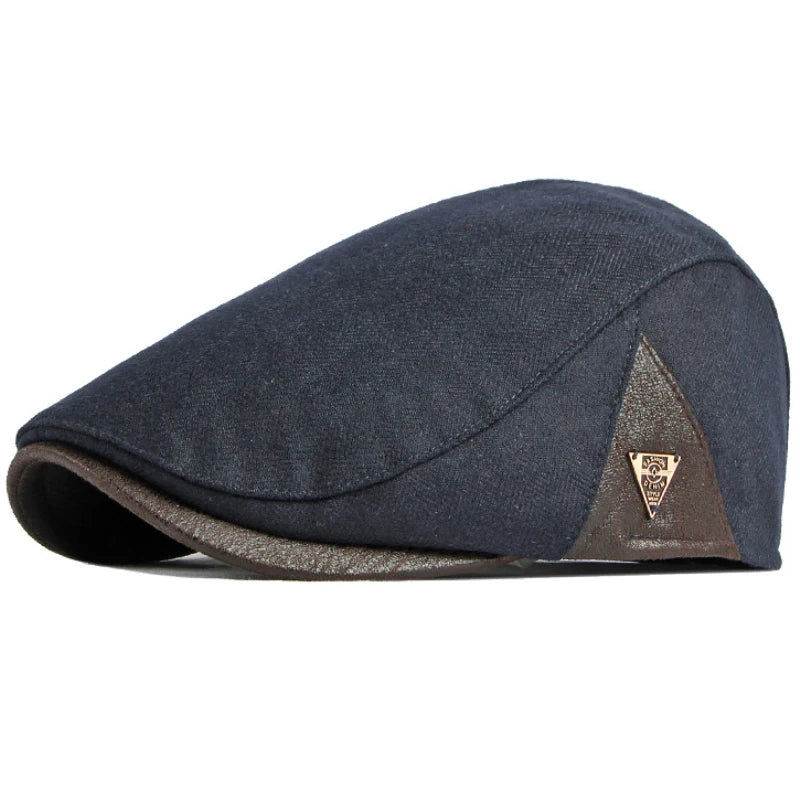 Men's Classic Beret with Leather Details