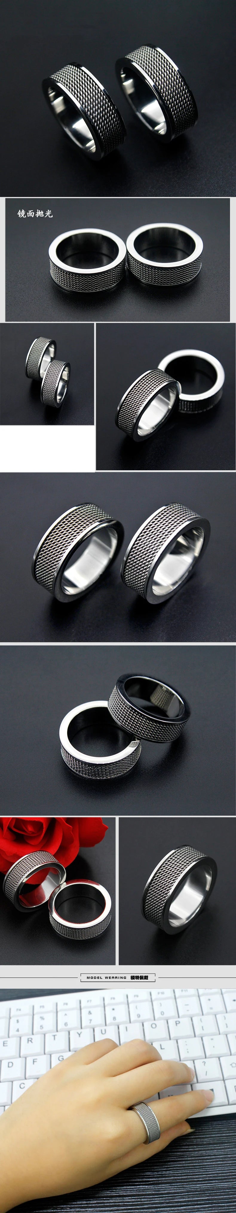 Industrial Mesh Ring – Modern Stainless Steel Band for Men