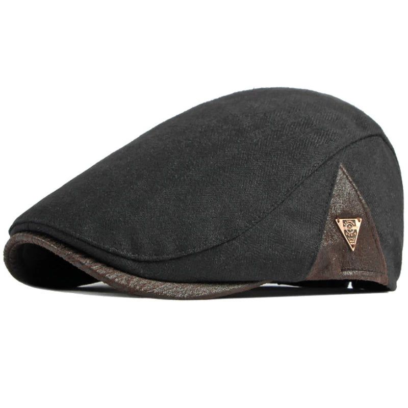 Men's Classic Beret with Leather Details
