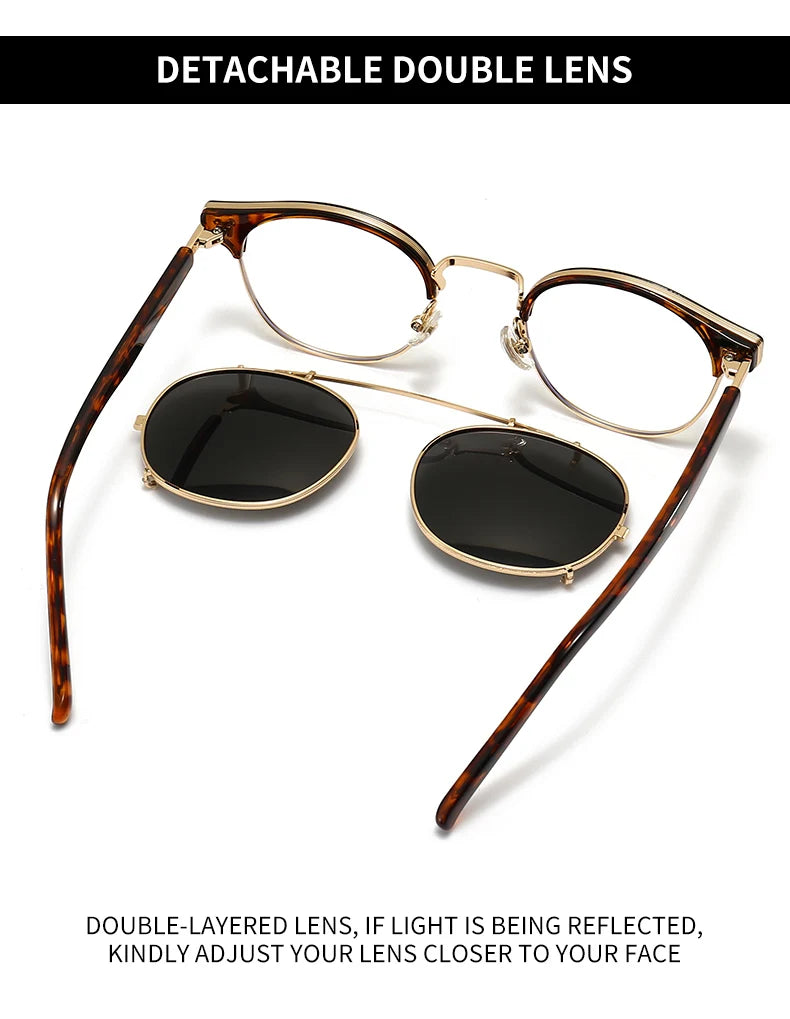 Men’s Sunglasses – Retro Style with UV400 Protection, Polarized and Removable Lenses