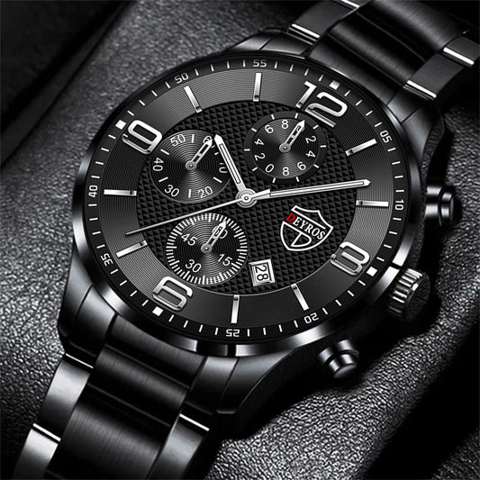 Luxury Men's Business Watch Stainless Steel Quartz Wristwatch