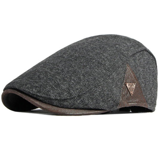 Men's Classic Beret with Leather Details