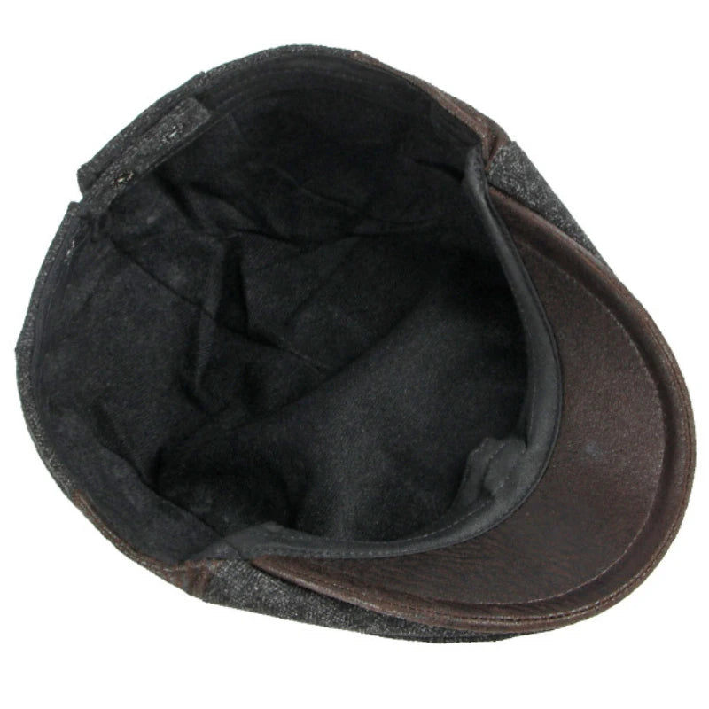 Men's Classic Beret with Leather Details