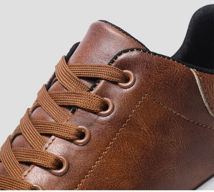 Men's Leather Shoes - Fashion Casual, Outdoor Sneakers
