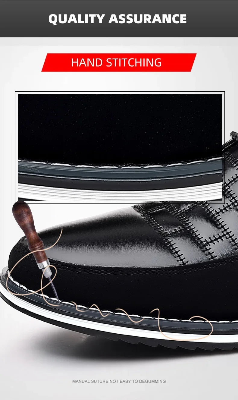 Freizeitschuhe für Herren – Klassische, atmungsaktive und genähte Abendschuhe aus Leder