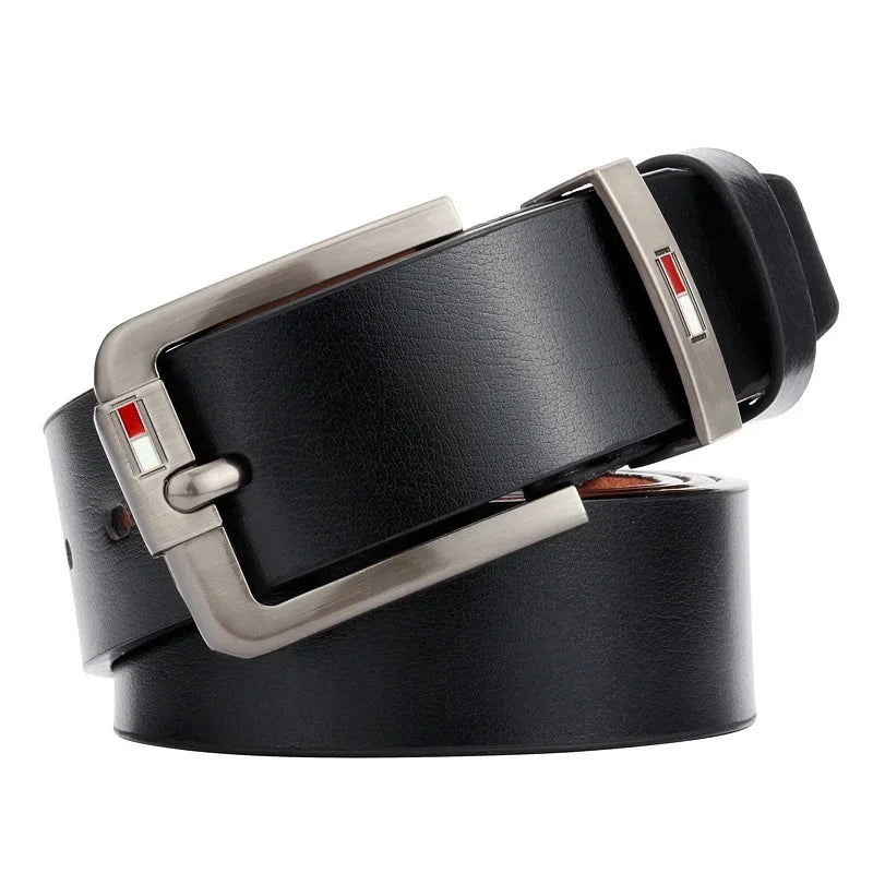 Men’s Genuine Leather Belt with Modern Buckle – Durable and Versatile