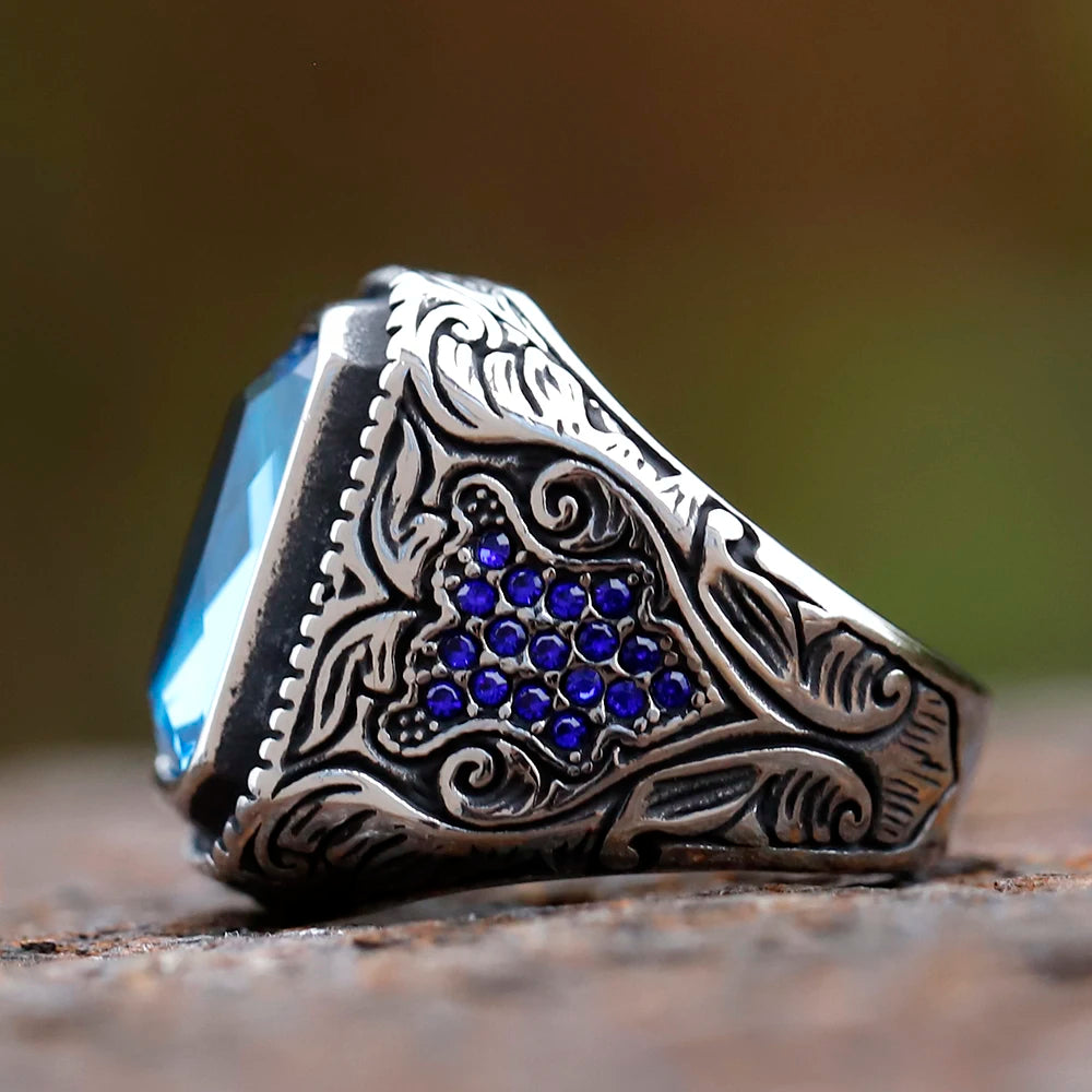 New Unique Design 316L Stainless Steel Turkish Stone Ring Ring For Men High Quality Zircon Jewelry Gift