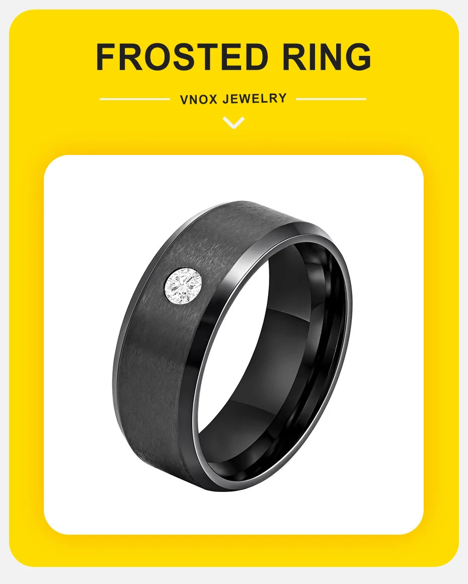 Men's Stainless Steel Zirconia Ring, Comfortable and Sturdy Fit, Engagement Ring for Men
