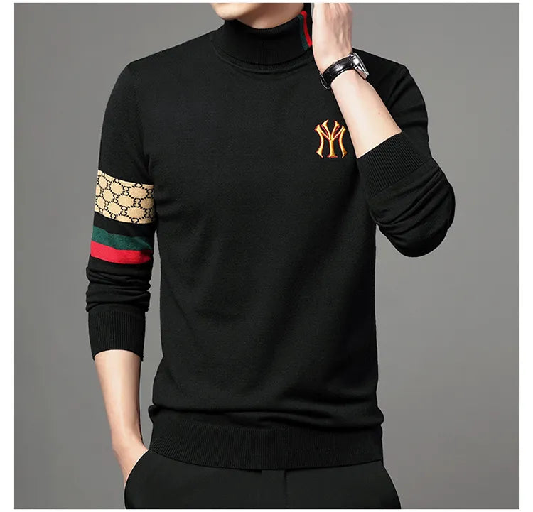 Men’s Slim Fit Knit Sweater with Sporty Sleeve Detail – Urban Elegance with Attitude