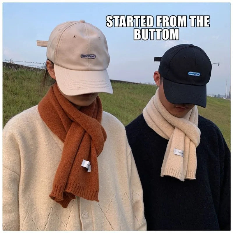 Men's Knitted Wool Scarf, Simple, Chic, Soft, Autumn Winter, Thermal Scarf