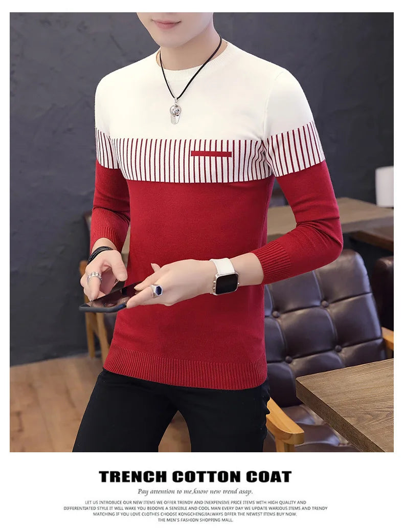 Men’s Sweater with Vertical Stripe Detail
