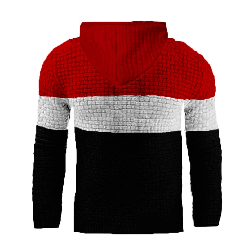 Men’s Textured Knit Pullover Hoodie – Stylish Comfort for Fall and Winter Looks