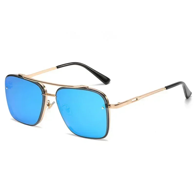 Aviator-Style Sunglasses with Geometric Lens Design – Modern Elegance UV400