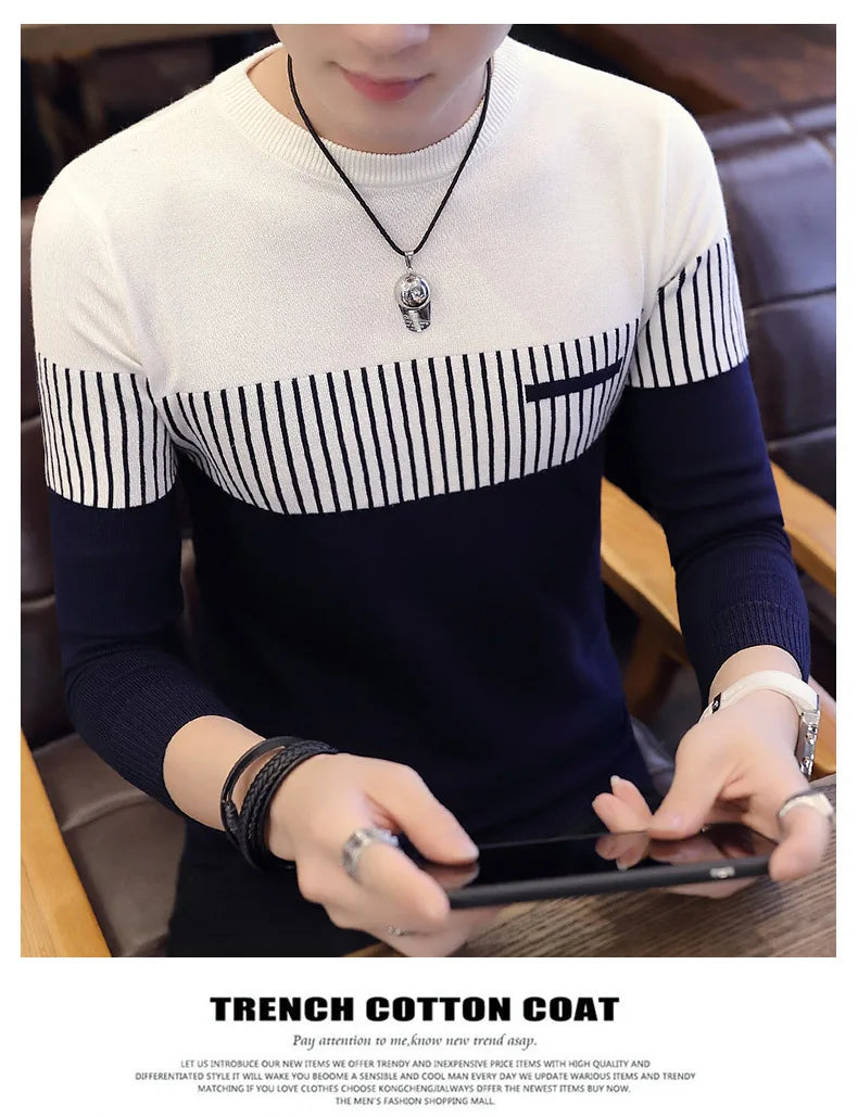 Men’s Sweater with Vertical Stripe Detail