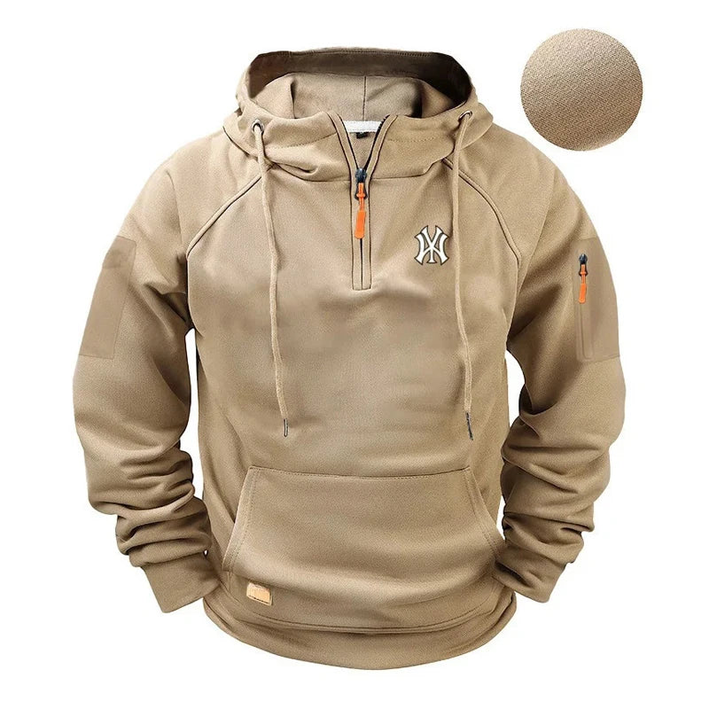 Men’s Urban Utility Hoodie with Sleeve Pocket and Half-Zip