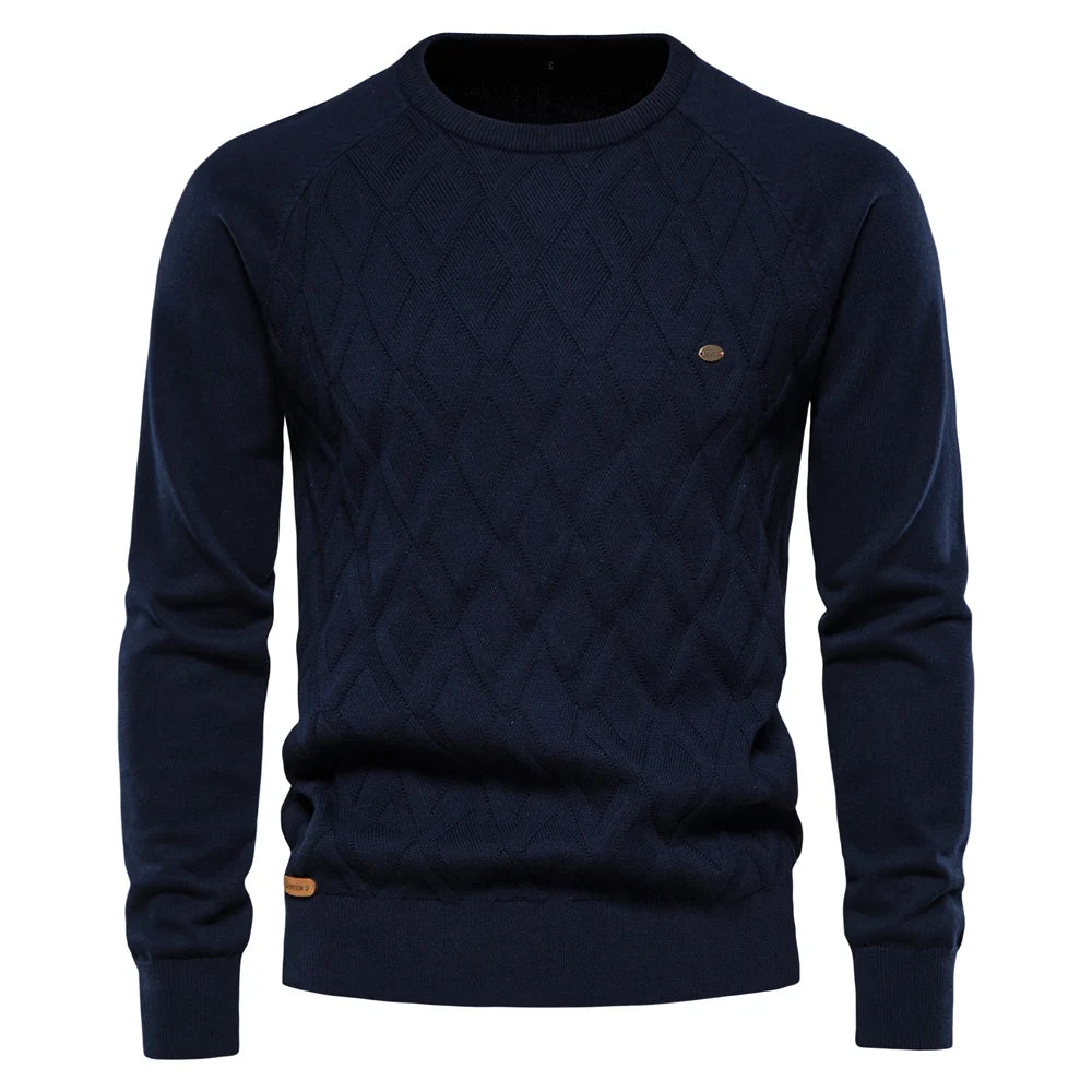 Men’s Diamond Knit Sweater – Subtle Elegance for Cold Days