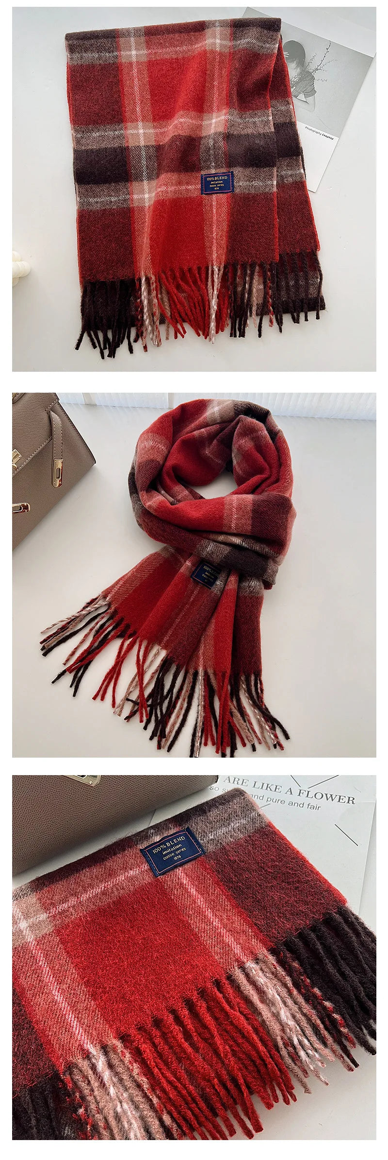 Classic Checkered Scarf with Fringes – Style and Comfort