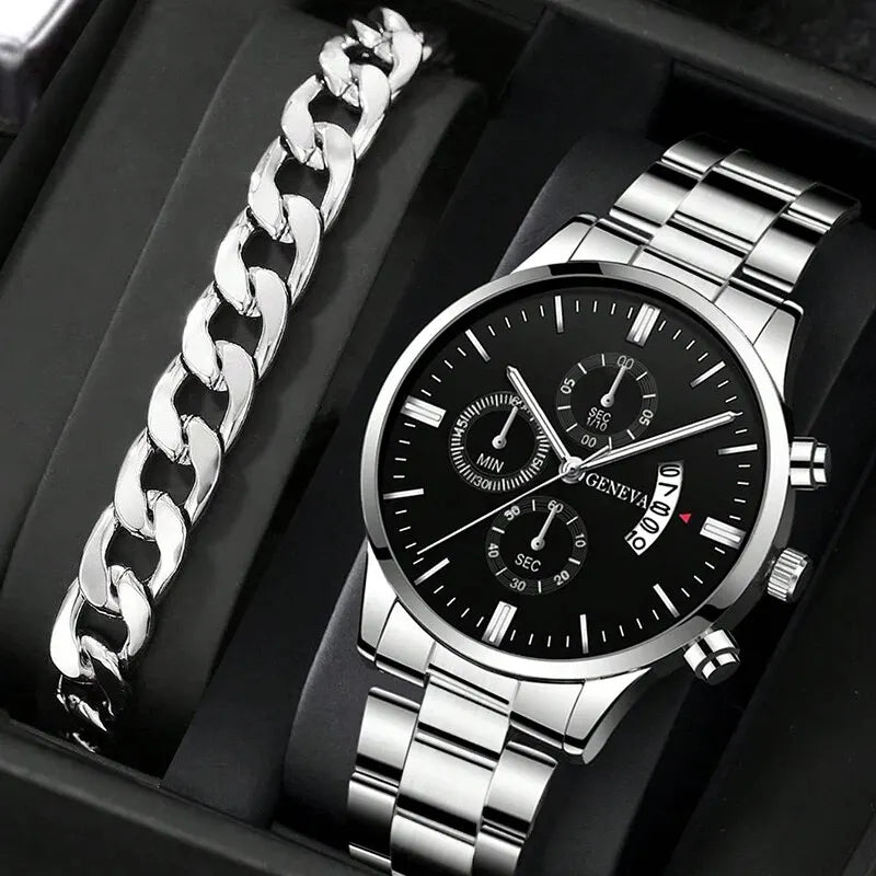 Men’s Set – Classic Watch with Matching Bracelet