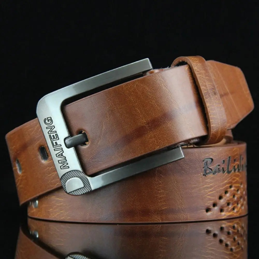 Men’s Casual Leather Belt with Classic Buckle – Durable and Versatile