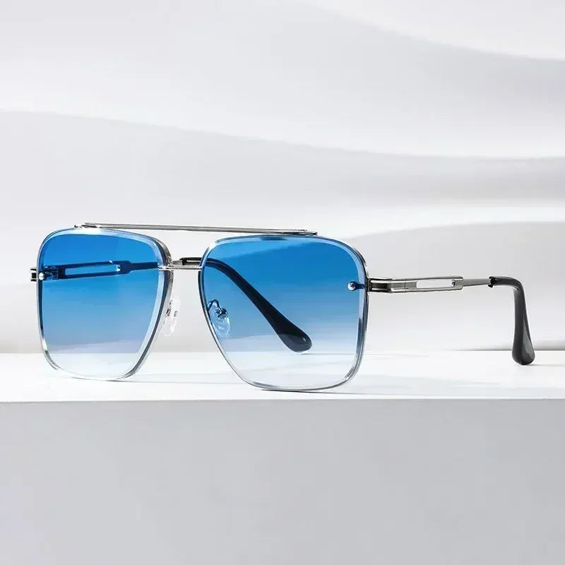 Aviator-Style Sunglasses with Geometric Lens Design – Modern Elegance UV400