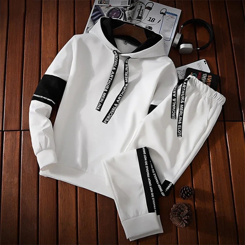 Men’s Bicolor Hoodie – Urban Style with Text Detail