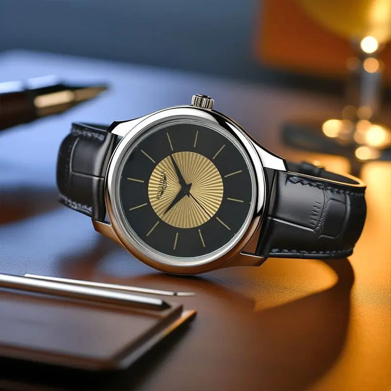 Luxury Brand Men's Business Waterproof Quartz Leather Wrist Watch