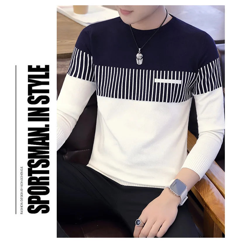 Men’s Sweater with Vertical Stripe Detail